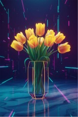 tulip flowers in a vase 02 neon