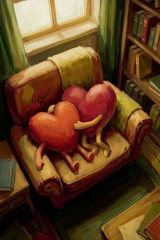 hearts on a sofa
