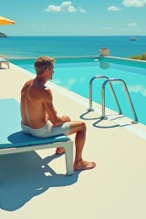 man by pool